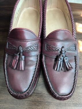 Allen Edmonds Maxfield Burgundy Merlot Woven Tassel Loafers Size 10